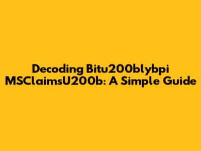 Decoding Bitu200blybpi MSClaimsU200b: A Simple Guide