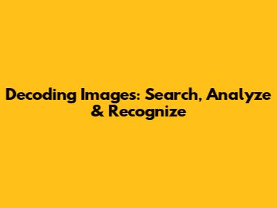 Decoding Images: Search, Analyze & Recognize