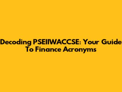 Decoding PSEIIWACCSE: Your Guide To Finance Acronyms