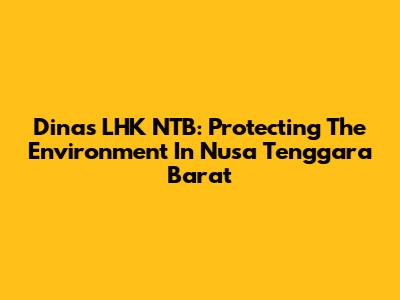 Dinas LHK NTB: Protecting The Environment In Nusa Tenggara Barat