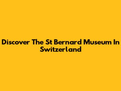 Discover The St Bernard Museum In Switzerland