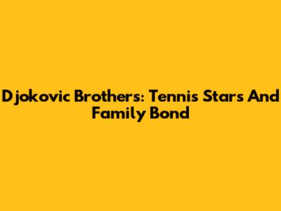 Djokovic Brothers: Tennis Stars And Family Bond