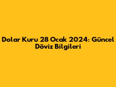 Dolar Kuru 28 Ocak 2024: Güncel Döviz Bilgileri