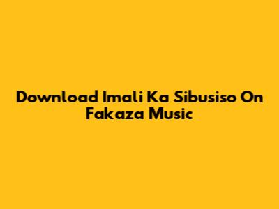 Download 'Imali Ka Sibusiso' On Fakaza Music