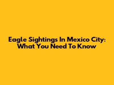 Eagle Sightings In Mexico City: What You Need To Know