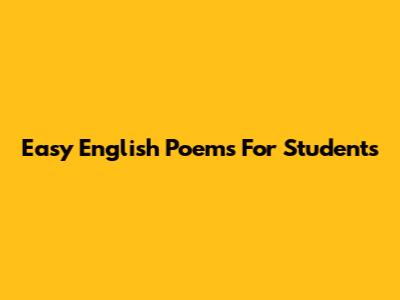 Easy English Poems For Students