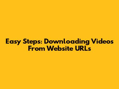 Easy Steps: Downloading Videos From Website URLs