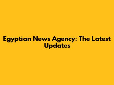 Egyptian News Agency: The Latest Updates