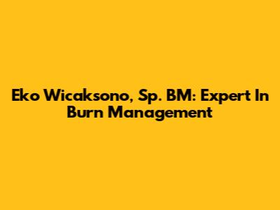 Eko Wicaksono, Sp. BM: Expert In Burn Management