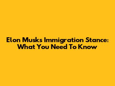 Elon Musk's Immigration Stance: What You Need To Know