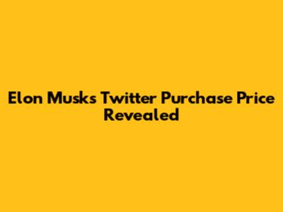 Elon Musk's Twitter Purchase Price Revealed