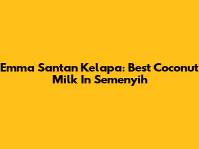 Emma Santan Kelapa: Best Coconut Milk In Semenyih