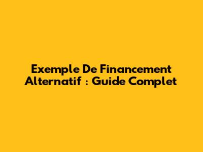 Exemple De Financement Alternatif : Guide Complet
