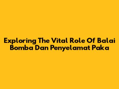 Exploring The Vital Role Of Balai Bomba Dan Penyelamat Paka
