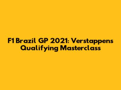 F1 Brazil GP 2021: Verstappen's Qualifying Masterclass