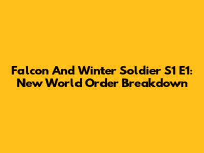 Falcon And Winter Soldier S1 E1: New World Order Breakdown