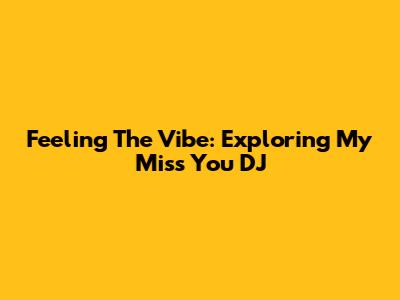 Feeling The Vibe: Exploring 'My Miss You DJ'