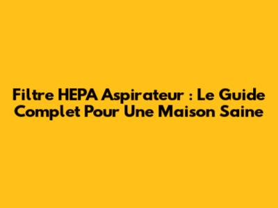 Filtre HEPA Aspirateur : Le Guide Complet Pour Une Maison Saine