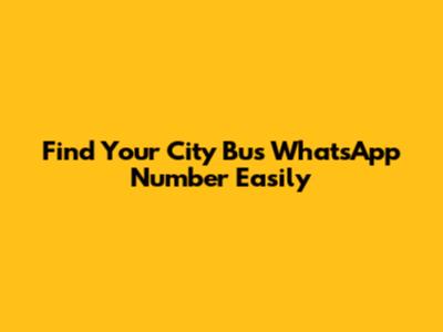 Find Your City Bus WhatsApp Number Easily