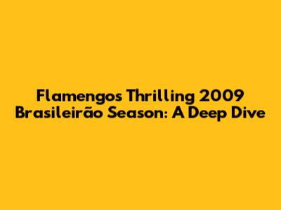 Flamengo's Thrilling 2009 Brasileirão Season: A Deep Dive