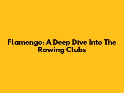 Flamengo: A Deep Dive Into The Rowing Clubs