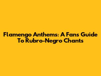 Flamengo Anthems: A Fan's Guide To Rubro-Negro Chants