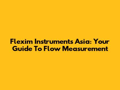 Flexim Instruments Asia: Your Guide To Flow Measurement