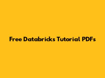Free Databricks Tutorial PDFs