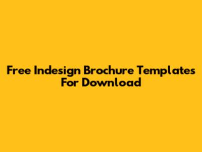 Free Indesign Brochure Templates For Download