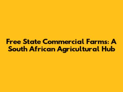 Free State Commercial Farms: A South African Agricultural Hub