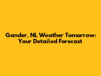 Gander, NL Weather Tomorrow: Your Detailed Forecast