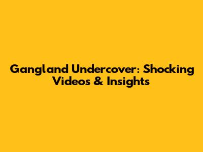 Gangland Undercover: Shocking Videos & Insights