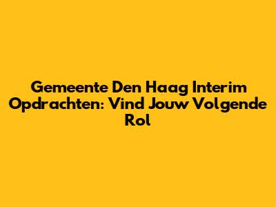 Gemeente Den Haag Interim Opdrachten: Vind Jouw Volgende Rol