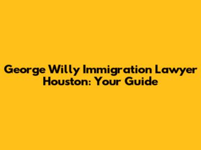 George Willy Immigration Lawyer Houston: Your Guide
