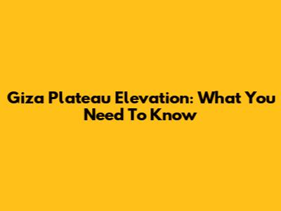 Giza Plateau Elevation: What You Need To Know