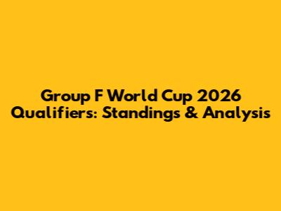 Group F World Cup 2026 Qualifiers: Standings & Analysis