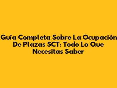Guía Completa Sobre La Ocupación De Plazas SCT: Todo Lo Que Necesitas Saber