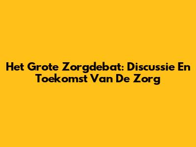 Het Grote Zorgdebat: Discussie En Toekomst Van De Zorg
