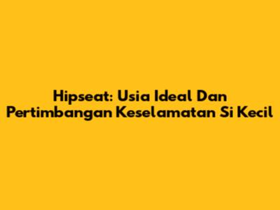 Hipseat: Usia Ideal Dan Pertimbangan Keselamatan Si Kecil