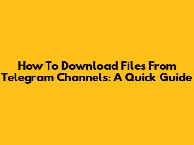How To Download Files From Telegram Channels: A Quick Guide