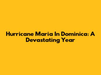 Hurricane Maria In Dominica: A Devastating Year