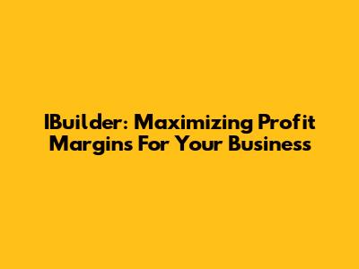 IBuilder: Maximizing Profit Margins For Your Business