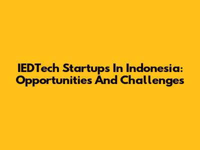 IEDTech Startups In Indonesia: Opportunities And Challenges