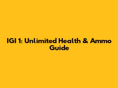 IGI 1: Unlimited Health & Ammo Guide