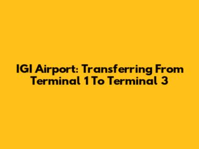 IGI Airport: Transferring From Terminal 1 To Terminal 3