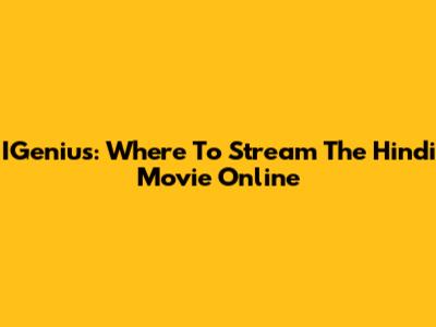 IGenius: Where To Stream The Hindi Movie Online