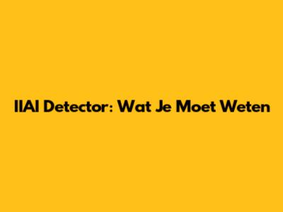 IIAI Detector: Wat Je Moet Weten