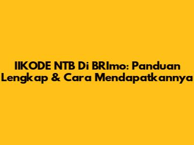 IIKODE NTB Di BRImo: Panduan Lengkap & Cara Mendapatkannya