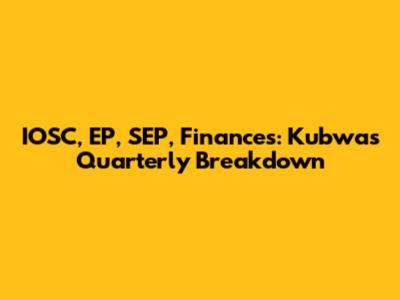 IOSC, EP, SEP, Finances: Kubwa's Quarterly Breakdown