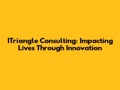 ITriangle Consulting: Impacting Lives Through Innovation